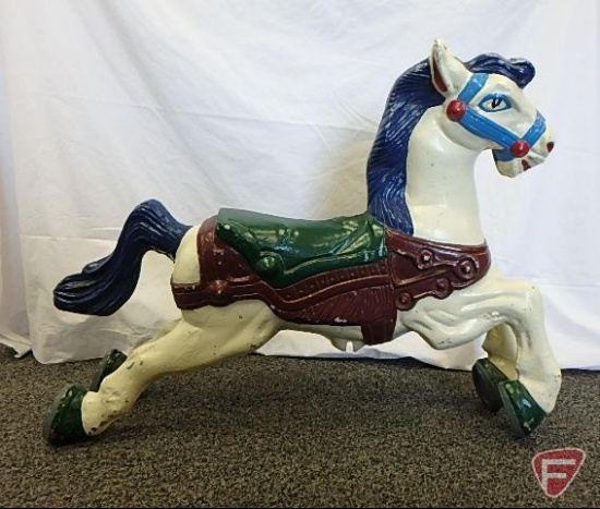 CW Parker Carousel Horse, cast aluminum horse with pole, hardware not included