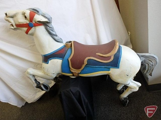 CW Parker Carousel Horse, cast aluminum horse with pole, hardware not included