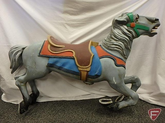 CW Parker Carousel Horse, cast aluminum horse with pole, hardware not included