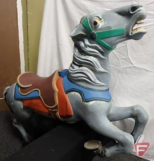 CW Parker Carousel Horse, cast aluminum horse with pole, hardware not included
