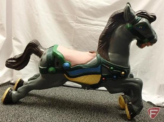 CW Parker Carousel Horse, cast aluminum horse with pole, hardware not included