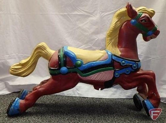 CW Parker Carousel Horse, cast aluminum horse with pole, hardware not included
