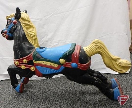 CW Parker Carousel Horse, cast aluminum horse with pole, hardware not included