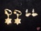 Ladies 14k yellow Gold Star of David dangle clutch-back earring set