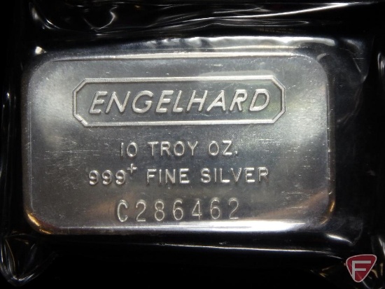 Engelhard 10 Troy oz. .999 Fine Silver Bar, sealed at factory