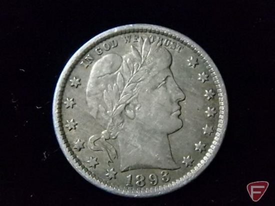 1890 3/O Barber Quarter, Beautiful original XF or better