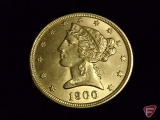 1900 $5 Liberty US gold coin AU to Uncirculated