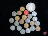 1961 Canadian 80% Silver Dollar AU, 19 misc. Wheat Pennies mostly war years