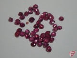 Assortment of Round genuine Ruby stones, .02 to .05