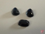 3 oval blue genuine Sapphires, 4.3mm X 6.3mm to 5mm X 6.1mm, 2.70 CT. TW