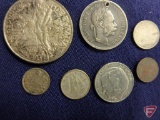 Foreign Coins: Nice XF Balboa 1934 from Panama (Silver), 1955 Canadian Silver Dime,