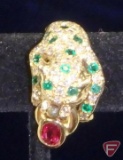 Ladies ruby, emerald and diamond panther ring