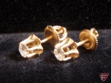 Pair of Ladies 10k yellow Gold Diamond earrings .33 PT TW