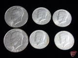 2 non-silver Ike Dollars, 4 non-silver Kennedy Half Dollars