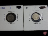 1851 3 Cent silver piece AU to BU