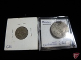 Mexico 2 Reals Silver Coin, 1700s? (Believed to be Carolus IIII)