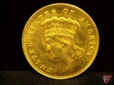 1854 $3 Princess US Gold Coin AU or better