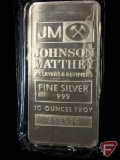 JM 10 Troy oz. .999 Fine Silver Bar, sealed at factory