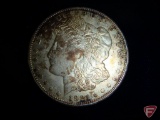 1921 S Morgan Silver Dollar, splotchy toning, AU