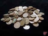 Wheat Pennies mostly 40s and 50s (approx. 1.1 lbs.), 2 Roosevelt Dimes and 3 Canadian Pennies