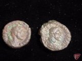 (2) Ancient Coins, possibly Roman, both have corrosion