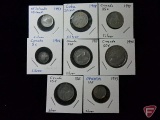 1945 Canadian 80% Silver Dime VF or better, 1963 Canadian 80% Silver Quarter VF or better