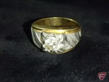 Gent's yellow GF signet ring with CZ stone