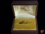 14k two-tone wedding band with 3 Diamond melee, all are .005 CT