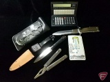 Leatherman multi-tool, stainless Taiwan folding saw/knife, throwing knife,