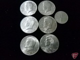 6 Kennedy Half Dollars non-silver, 5 New Pence Australian/New Zealand?