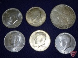 1923 D Peace Dollar F, 1964 Kennedy Half Dollar, 1968 40% Silver Kennedy Half Dollar