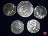 2 90% Silver Washington Quarters, 4 Misc. Kennedy non-silver Half Dollars,