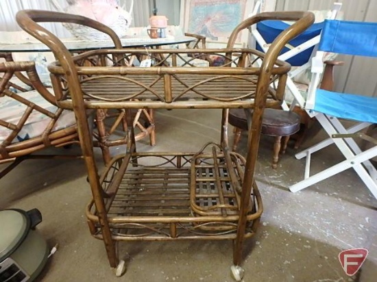 Bamboo serving cart on casters, bamboo 8 compartment server tray, coffee server