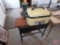 Hamilton Beach electric roaster, (2) wood plant stands, train motion lamp