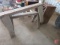 Wood chicken crate and (2) wood saw horses