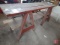 Wood saw horses and bench top, 84 in L x 48 in W x 33 in H