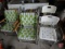 (7) Metal folding lawn chairs and (2) assisted living shower chairs