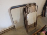 (2) folding card tables and (5) folding chairs, 4 matching