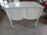 Sub-saver 2-basin metal sink on casters with cover and drain, 33.5 in L x 27 in W x 32 in H