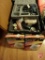 Ryobi electric drill with case and bits, PVC plumbing fittings, Big Button telephones,