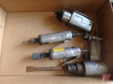 Pneumatic tools: (2) 1/4in collet die grinders, 3/8in butterfly impact wrench, and hammer/chisel