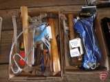 Hand tacker, hammers, channel lock, staples, box wrench set, combination wrench set,