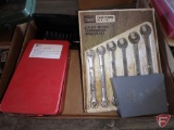 Craftsman metric combination wrench set, complete drill index cases with bits, 1/4in sockets
