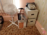 Holmes 16in pedestal fan, two drawer metal file cabinet, HP Office Jet 710 printer/fax/copier/scan
