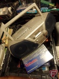 Panasonic CD/AM/FM/cassette tape radio, Maxx Race Cards, CD-R writable discs, pliers,