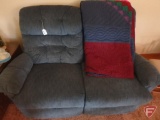 Reclining loveseat, 64inW, and quilt