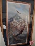 Framed and matted picture, On Freedoms Wing by Rick Kelley, 43inx26in