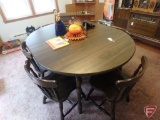Oval wood table with (6) wood chairs and one leaf