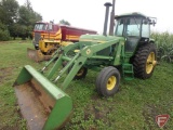 John Deere 4430H tractor, sn 012599R, 8983 hours showing with JD 158 loader, 8ftW bucket
