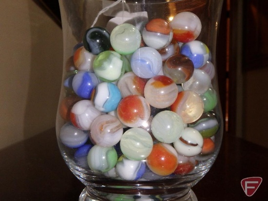Marbles in glass vase